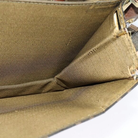 FENDI Zucca Canvas Shoulder Bag Black Brown gold Auth 141634 - Picture 11 of 16